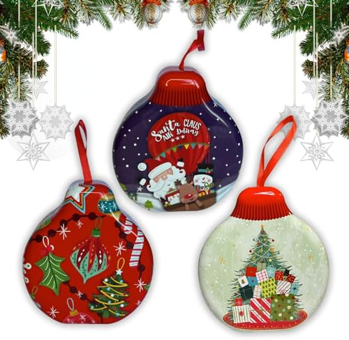 Set Di 3 Contenitori Natalizi Per Biscotti In Metallo, Biscottiera Natalizia, Idea Regalo Natale, Per Dolci Natalizi Originali, Caramelle, Cioccolatini.