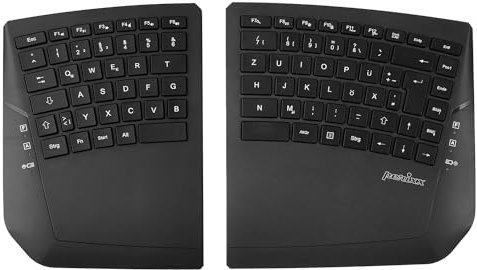 Perixx PERIBOARD-624B - Kabellose Ergonomische Tastatur, Split-Design, TKL, Verstellbare Neigung - QWERTZ