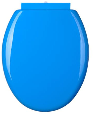 Asiento De Inodoro Redondo De PP con Tapa, Cubierta De Asiento De Inodoro De Color De Cierre Suave Y Silencioso, Fácil De Instalar Y Limpiar, Asiento De Inodoro De Plástico Ajustable,Azul