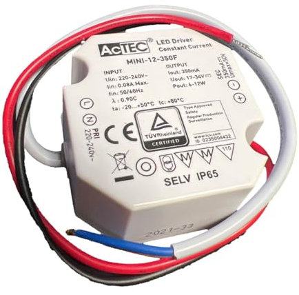 A2ZWORLD LED-Treiber, Konstantstrom, 12 W 350 mA 17-34 V, Mini-Netzteil für LED-Streifen, IP65