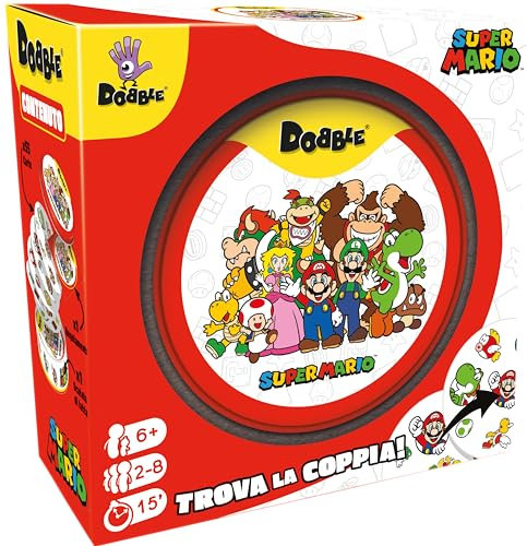 Asmodee: Dobble Super Mario, Eco-Sleeve, Divertente Gioco da Tavolo per Tutta la Famiglia, 2-8 Giocatori, 6+ Anni, Edizione in Italiano