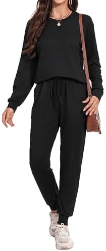 Irevial Ensemble Survêtement Femme T Shirt et Pantalon Jogging Col Rond | T shirt manches courtes, pantalon jogging, coupe décontractée, yoga loisirs, printemps été