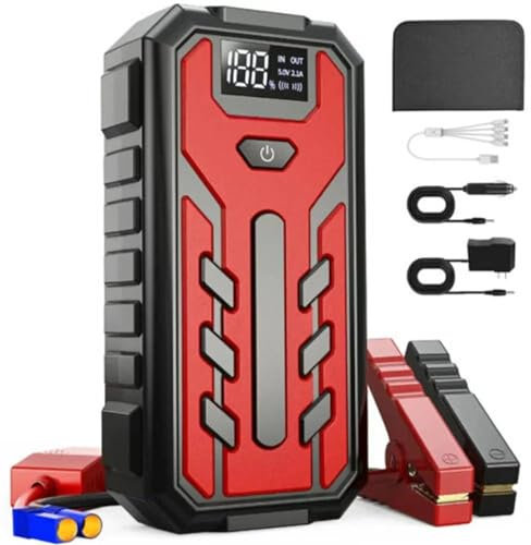 Avviatore di emergenza 20000mAh 12V 600A Booster per Batterie Auto Moto Scooter Camper Furgoni Benzina e Diesel Inclusa Borsa Morbida Batterie al Litio Luci Led di Emergenza 2 Porte USB