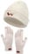 Geyoga Dackel Motiv Geschenke für Frauen Mütze Handschuh Sets Warme Strickmütze Winter Beanie Mütze Strickhandschuhe Fleecehandschuhe Geschenk für Hundebesitzer(Cremeweiß Dackel)