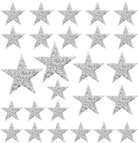 SYEYCW 26 Pcs star Rhinestone Patches - 4 Sizes, Glitter Patches for Cloth, Jeans, Shoes Repair & Decorations