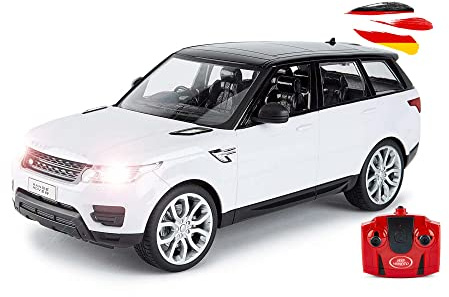 RC ferngesteuertes Auto im offiziell lizenzierten Design, Kompatibel mit Range Rover Sport Edition, SUV-Fahrzeug im Maßstab 1:14, Geländewagen m. LED-Scheinwerfer im Xenon Stil f. Kinder u. Erwachsene