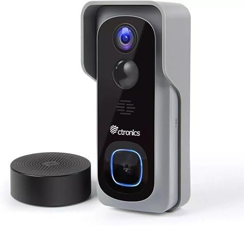 Wifi Video Doorbell Camera with Chime 1080P HD Battery Surveillance Camera IP66 Waterproof Rechargeable Port Sd Memory Audio Security