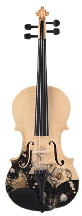 Violine für Anfänger, Akustische Geige für Anfänger, mit Tasche und Blume, Fliege, für Erwachsene, Studenten, Kinder, Jugendliche (4-4)
