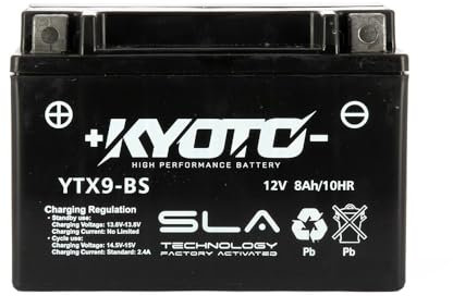 Batterie Kyoto préchargée prête à l'emploi compatible avec Yamaha YPR 125 X-MAX ABS 2011-2013 (YTX9-BS)