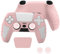 wigmoa XP-1 Coque en silicone pour manette de PS5 avec poignées de pouce, protections de joystick et peau antidérapante – Compatible avec PS5 (rose clair/blanc)