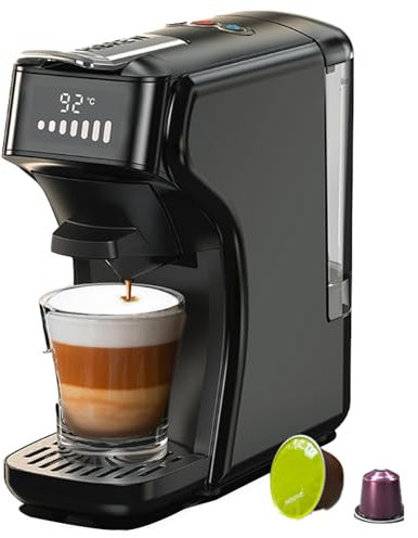 Machine à expresso, cafetière à dosettes 6 en 1, cafetière à portion unique à pression de 19 bars, cafetière à portion unique à infusion froide et chaude, prépare du café glacé, expresso, machine
