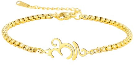 LIKGREAT Aum Om Armband Sanskrit Hindu Symbol Armband Spirituelle Harmonie Amulett für Meditation Yoga Edelstahl Armbänder Schmuck für Frauen (Gold)