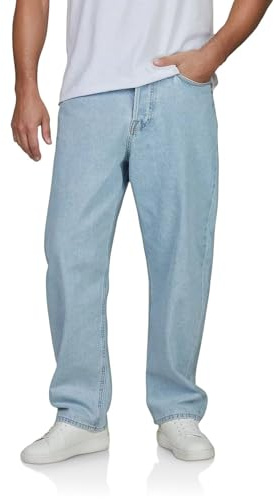 JACK & JONES Jeans Herren Baggy Fit Baumwolle JJIALEX JJCOOPER Weite Jeanshose Hose Denim, Länge:30L, Farbe:Blue Denim (12281040), Weite:32W