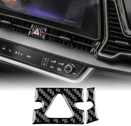 KUNGKIC Kohlefaser Auto-Zentralsteuerung Warnleuchte Taste Frame Aufkleber Dekorative Innenbereich Für Kia Sportage NQ5 2022 2023 2024 2025 Zubehör,Geschenk (Schwarz)
