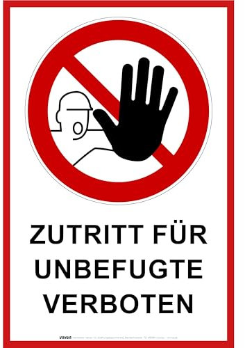 Betreten verboten Schild – Hochwertiges Hinweisschild aus 3mm Hartschaumplatte Witterungsbeständig & langlebig Schild Betreten verboten für Gewerbe, Privatgrundstück & Baustellen 30x20 cm vanva