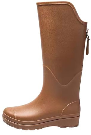Laquieio Stivali Da Acqua Donna Economici Stivali Da Pioggia Medie Molto Comodi Gomma Scarpe Imbottite Cotone Stivali da Acqua Donna Economici, marrone, 44 EU