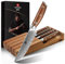 XINZUO Acciaio Damasco 5 Pezzi Set di Coltelli da Bistecca -Premium Coltello da Tavola con Legno di Acacia Cassetto Portacoltelli -Affilati Lama Diritta Coltelli da Carne -Manico in Legno di Rosa