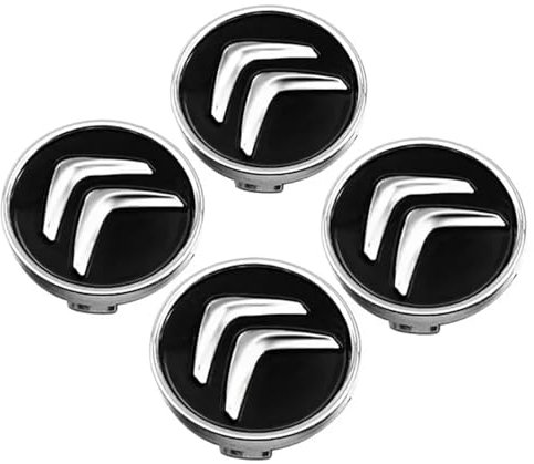 BTIQSA 4 Pièces Cache Moyeu, pour Citroen Berlingo Jumpy Picasso Xsara C1 C2 C3 C4 C-Elysee DS3 DS4 60mm Centre de Jante Capuchons poussière Auto Cache Moyeux Protection des Roues Accessoires