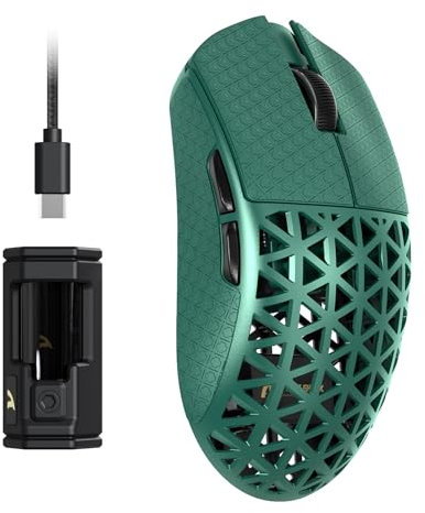 ATTACK SHARK R5 Ultra Souris Gaming sans fil HyperSpeed Fibre Carbone, Ultralégère 39g Avec Grip, 2,4 G/BT/USB-C, Capteur PAW3950MAX, Fréquence d'Interrogation sans fil 8KHz, 42Kppp, Win/Mac-Vert