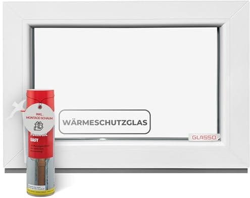 Finestra in vetro fisso, 40 x 105 cm, 2 vetri – tutte le dimensioni finestre in plastica con profilo da 60 mm – Finestre cantine (larghezza x altezza): 400 x 1050 mm, perfetto per finestre da giardino