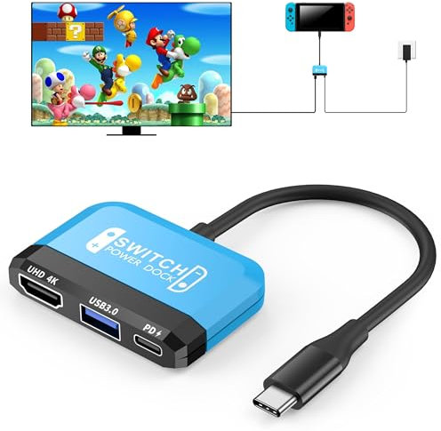 Switch Dock for Nintendo Switch 2/Switch/OLED, 3-in-1 Portable TV Dock with 4K@60Hz HDMI USB 3.0 Port USB C PD 100W Charging,Mini Travel Adapter Replacement for Switch Docking Station