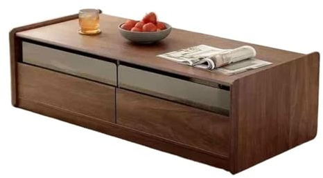 LINKIO Wohnzimmertisch TV-Schrank Kombination Kleine Wohnung Glas Holz Teetisch Wohnzimmer Niedriger Tisch Multifunktionale Möbel(120cm)