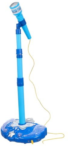 LALADEFIEE Microphone Karaoké Garçon Fille Bleu Chant Éducatif pour Garçon Fille sans Batterie Musical Créatif et Sécurisé