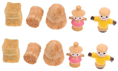 CORHAD 10Pcs Miniature Farmhouse Haystack Resin Models Lightweight Landscaping for Doll House Scene Decoration Autumn Harvest Micro Garden Ornaments
