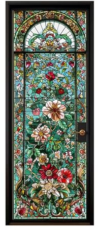 Fensterfolie Buntglas Rose Glasmalerei Film Blume Muster Home Decor Privatsphäre Selbstklebende Fenster Aufkleber(Color 2,50x120cm)