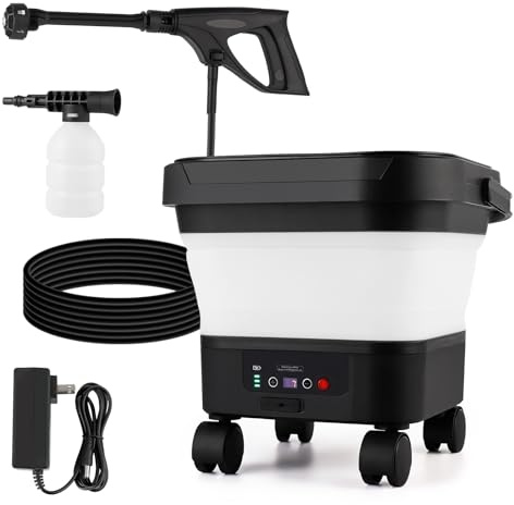 Portable Electric Pressure Washer, Rechargeable, Featuring a 13-Liter Water Tank and 6-in-1 Multi-Function Nozzle, 7-Level Adjustable Pressure, Ideal for Camping, Yard Work, Bicycle Cleaning, Pet Care