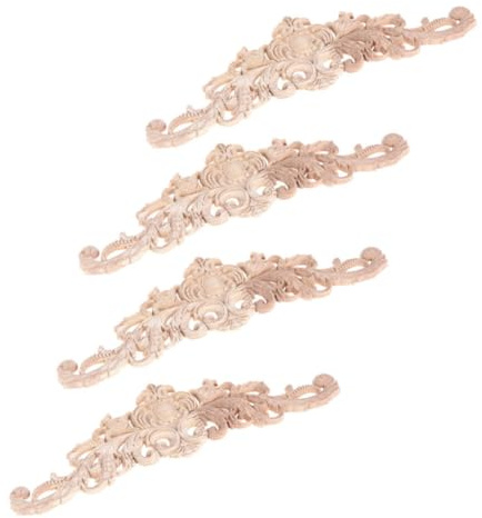 OFFSCH Filigrane Holzschnitzereien 30x8cm 4 Stück als Dekoration für Möbel und Wohnzimmer mit natürlicher Holzbearbeitung
