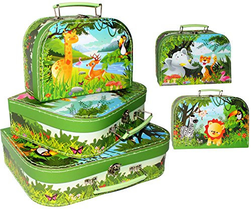 alles-meine.de GmbH 1 Stück Koffer/Kinderkoffer - KLEIN - Tiere - Giraffe/Elefant/Löwe - Afrika - 20 cm - ideal für Spielzeug und als Geldgeschenk - Mädchen & Jungen ..