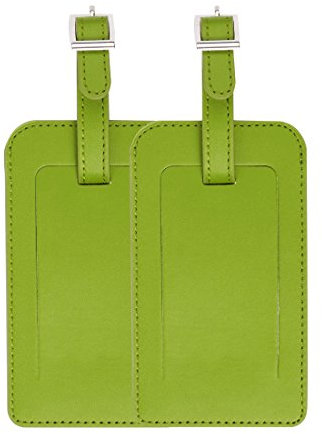 sourcing map 2pcs Étiquette Bagage Porte Étiquette Valise Adresse Nom Étiquette Valise étiquette ID Sac à Dos Voyage PU cuir Lemon vert