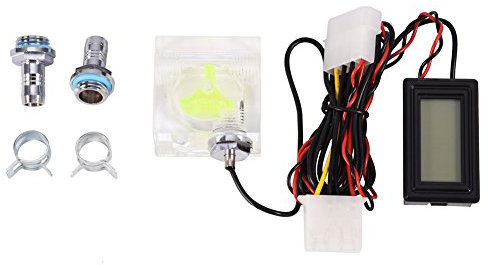 Diyeeni Wasserdurchflussmesser-Thermometer, präzises digitales 3-Wege-Wasserdurchflussmesser-Thermometer für PC-Wasserkühlungssystem, Hochwertig und langlebig