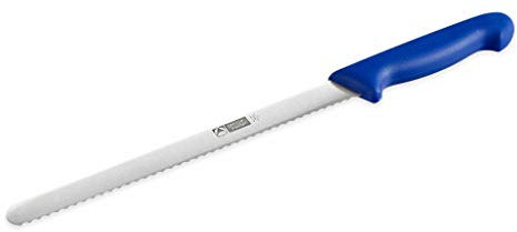 thermohauser Konditormesser (Stahl, rostfrei), einseitiger Wellenschliff, mit blauem Kunststoffgriff, Klinge 26 cm, Blau