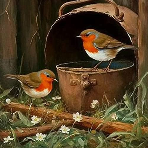 Bimkole DIY 5D Diamond Painting Zubehör Kleiner Vogel, Grasblatt Diamant Malerei Kit Voll Runde Bohrer Malen nach Zahlen Malerei Stickerei Kreuzstich Diamond Dekoration, (30x30 cm)