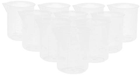 Milageto 10Pcs Clear Plastic Measuring Cup Jug Beaker 50-250ml, Clear, 50ml
