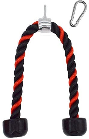 qibylift Nylon Trizepsseil gedrehtes Seil trizepstau zum herunterziehen mit rutschfesten Griffen - Bizeps, Trizeps, Fitnessstudio oder zu Hause Kabelmaschine für Zubehör (Rot&schwarz)