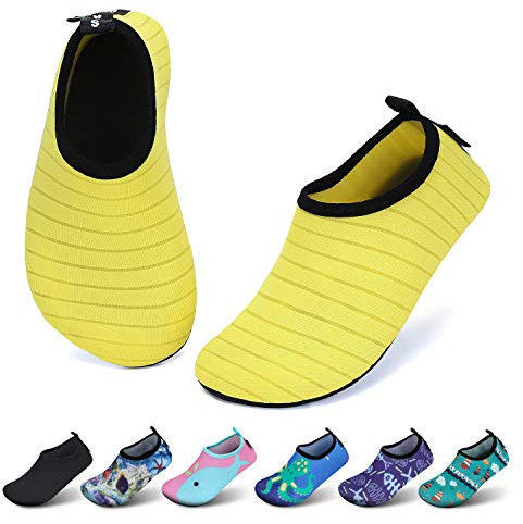SAGUARO Niño Escarpines Niña Bebe Zapatos de Agua Neopreno Surf Antideslizantes Barefoot Zapatillas Verano Niños Running Deportes Acuáticos Amarilloclaro Gr.28/29 EU