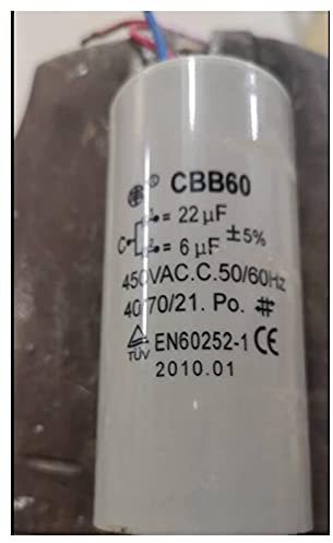 YSQSPWS Condensateurs 6UF CBB60 22UF + 6UF 450V 450VAC Condensateur à 3 Fils de 3 60Hz 22UF