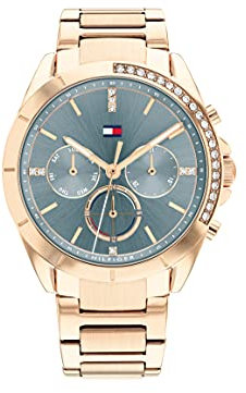 Tommy Hilfiger Montre Analogique Multifunction à Quartz pour Femme avec Bracelet en Acier Inoxydable Couleur Or Rose Clair - 1782386