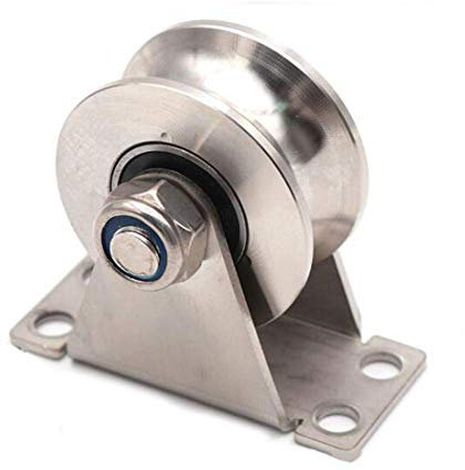 feedal Rodamientos de rueda de acero inoxidable 304 de 2 pulgadas para puerta corredera, ranura en U, ruedas de polea resistentes para riel de rueda, soporte deslizante, capacidad de carga de 660