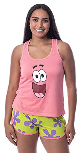 Nickelodeon SpongeBob SquarePants Womens' Patrick Tank Pajama Short Set (Small) Pink