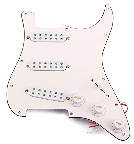 Alnicov 3-lagiges SSS Schlagbrett, vorverdrahtet, Schlagplatte, Tonabnehmer-Set, kompatibel mit Strat-E-Gitarren, Weiß