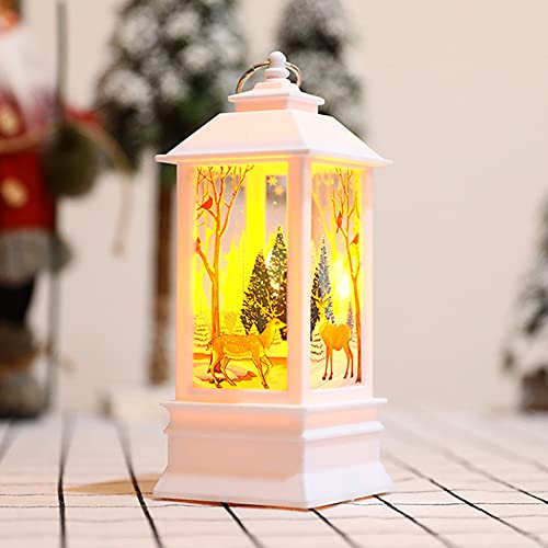 Weihnachtslaterne, LED Glitzernde Laterne Schneekugel Weihnachten Wasserlaterne Beleuchtete Weihnachtsmann Schneemann Elch Engel Bronze Lampe für Weihnachtsdeko Geschenk-19.5cmx7.7cmx7.7cm