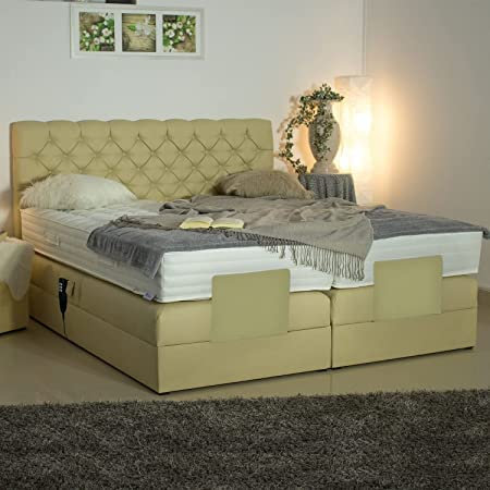 PAARA Boxspringbett London KM | 10.000 Newton Motorleistung | Antirutsch-Matten | Royal-WS® Taschenfederkern Matratze mit GELAX® Topper Kern | Made in Germany (140 x 200 cm)