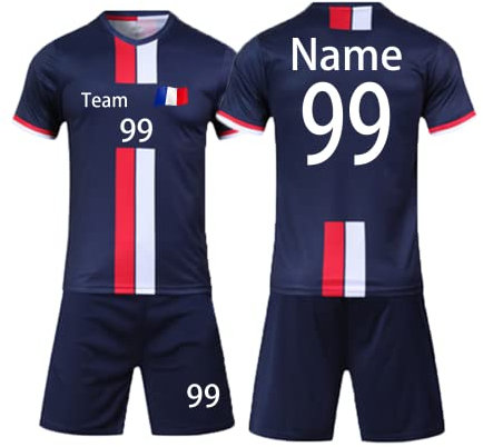 HDSD Maillot de Foot Enfant Personnalisé Adultes Hommes Femmes Avec le Nom du Logo de l'équipe (bleu saphir)