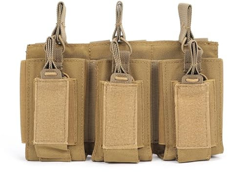 Magazintasche, Magazine Pouch Triple Magazine Holster mit verstellbaren Bungee Straps für M4 M14 M1911 Magazine Khaki