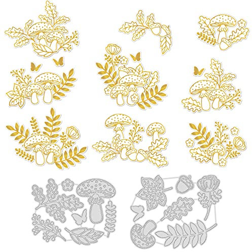 INFUNLY 28 Stück Pilz-Stanzformen Blume Heißfolie, Blatt, 3D-Stanzformen, Schablone, Album, Prägepapierstanzen Für Die Kartenherstellung, Scrapbooking, Dekorationspapierstanzen