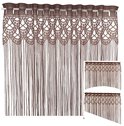 heimtexland ® Fadengardine Zuschneidbar Insektenschutz Vorhang Türvorhang Raumteiler Gardine Typ570 Mocca Braun 160x195